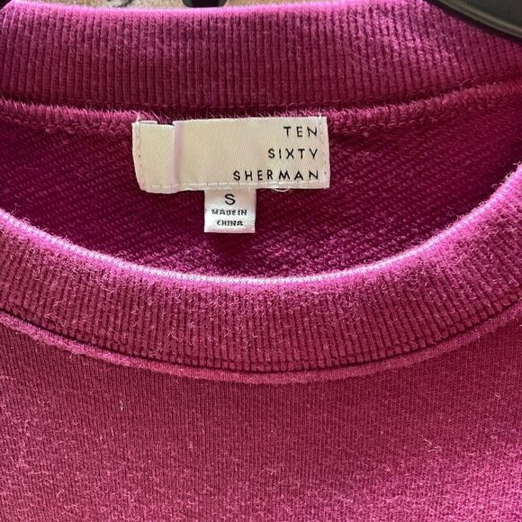 Ten Sixty Sherman Sweatshirt Crew Neck Dip Dye Red Pomegranate Cotton Small - Picture 3 of 15